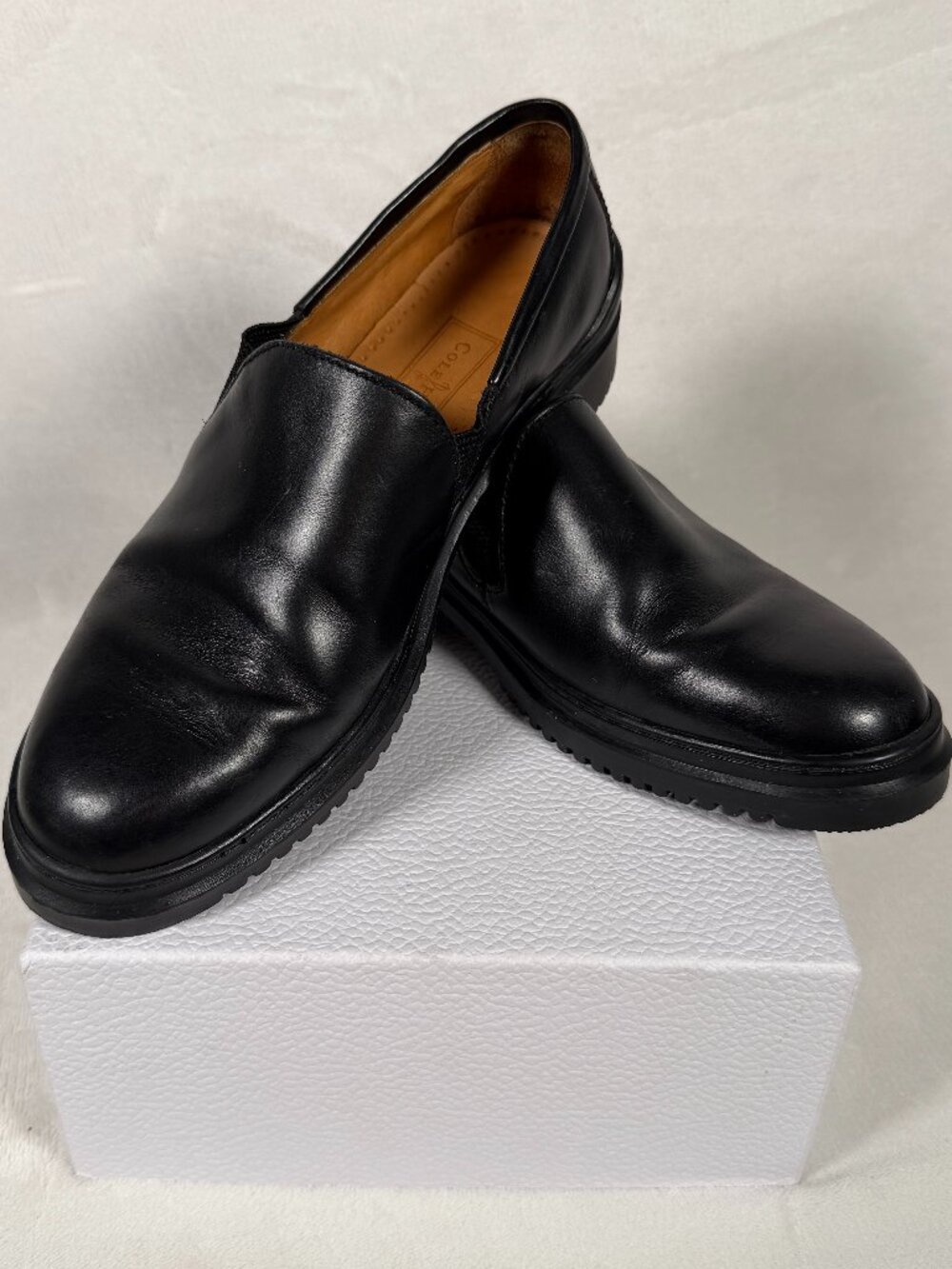 VTG Cole Haan Country Loafers Men Size 8.5 B Black Dress Shoes Made Brazil F6499